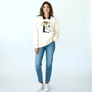 VINTAGE 90's Y2K Artisan Made Angel Sweatshirt XL  Angelic Retro Cottage Cozy